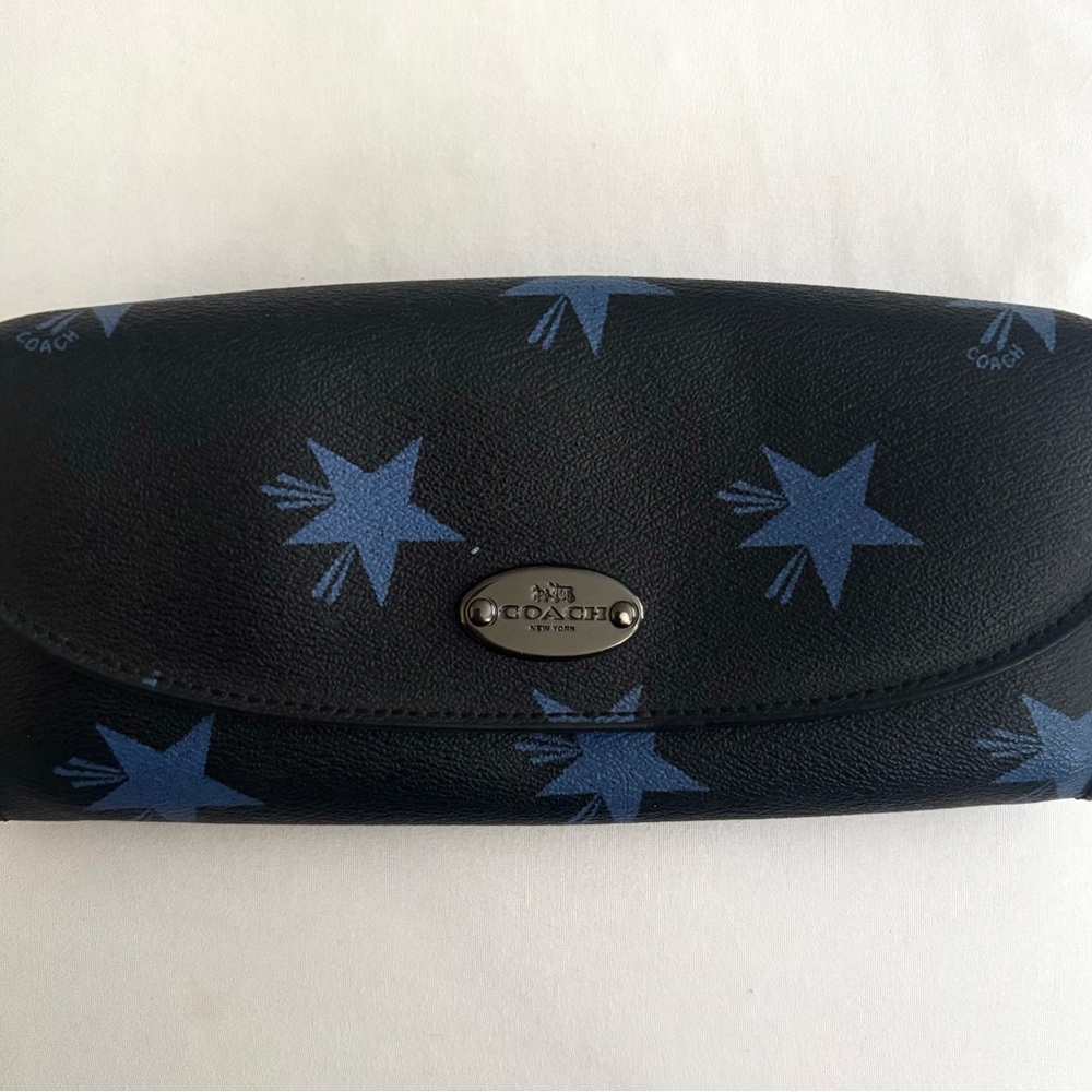 Coach Black Wallet with Blue Star Design